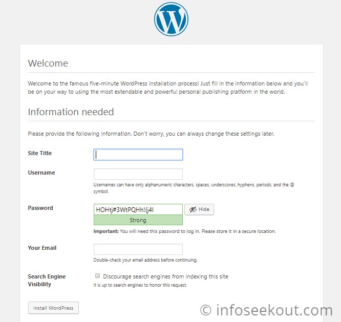 WordPress Setup Information